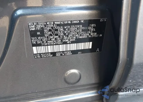 2014 Toyota Rav4 Limited z USA, uszkodzony, nr VIN 2T3DFREVXEW176842